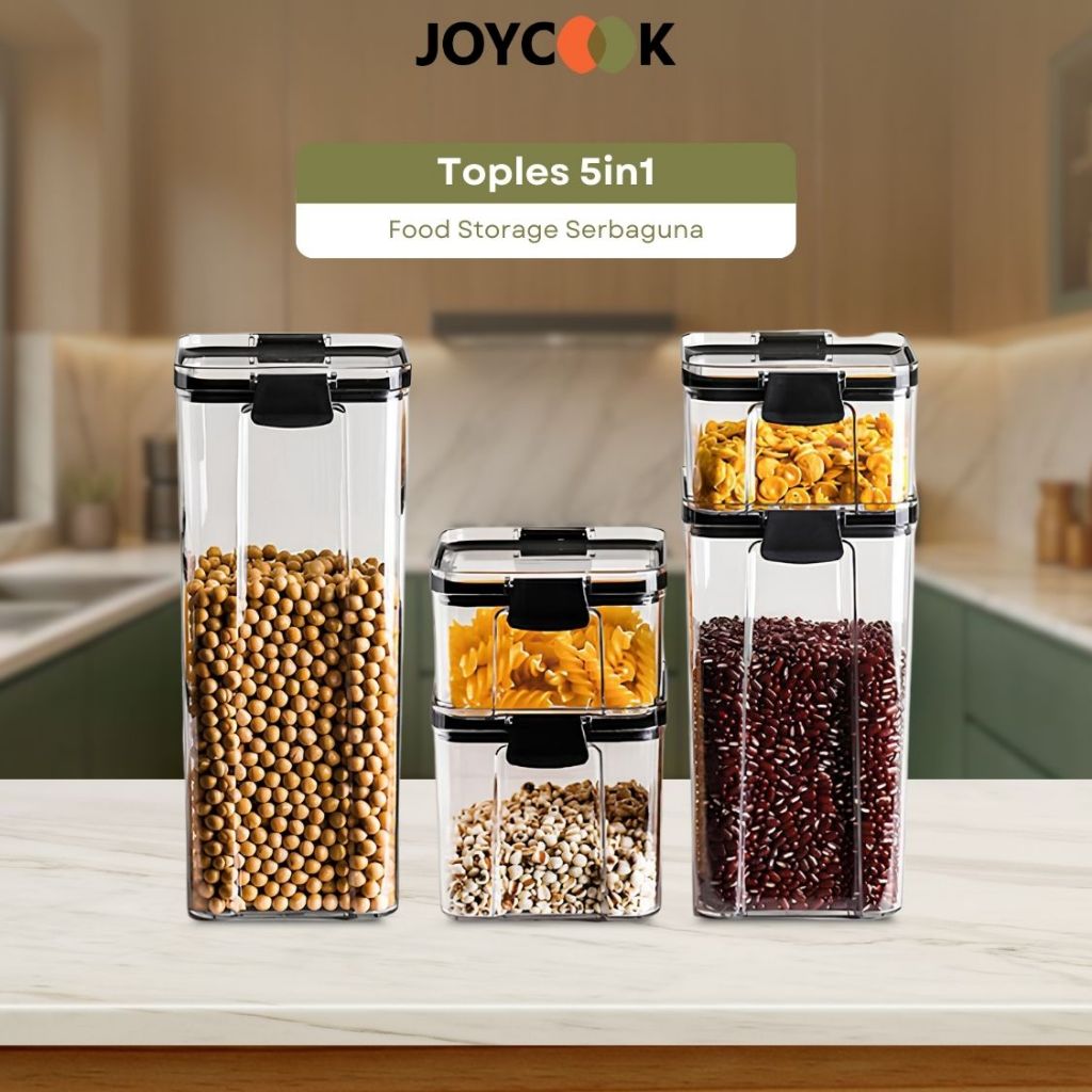 JOYCOOK Toples Kotak Snack Kedap Udara Penyimpanan Bening Cereal Kontainer Makanan Food Storage Jar 