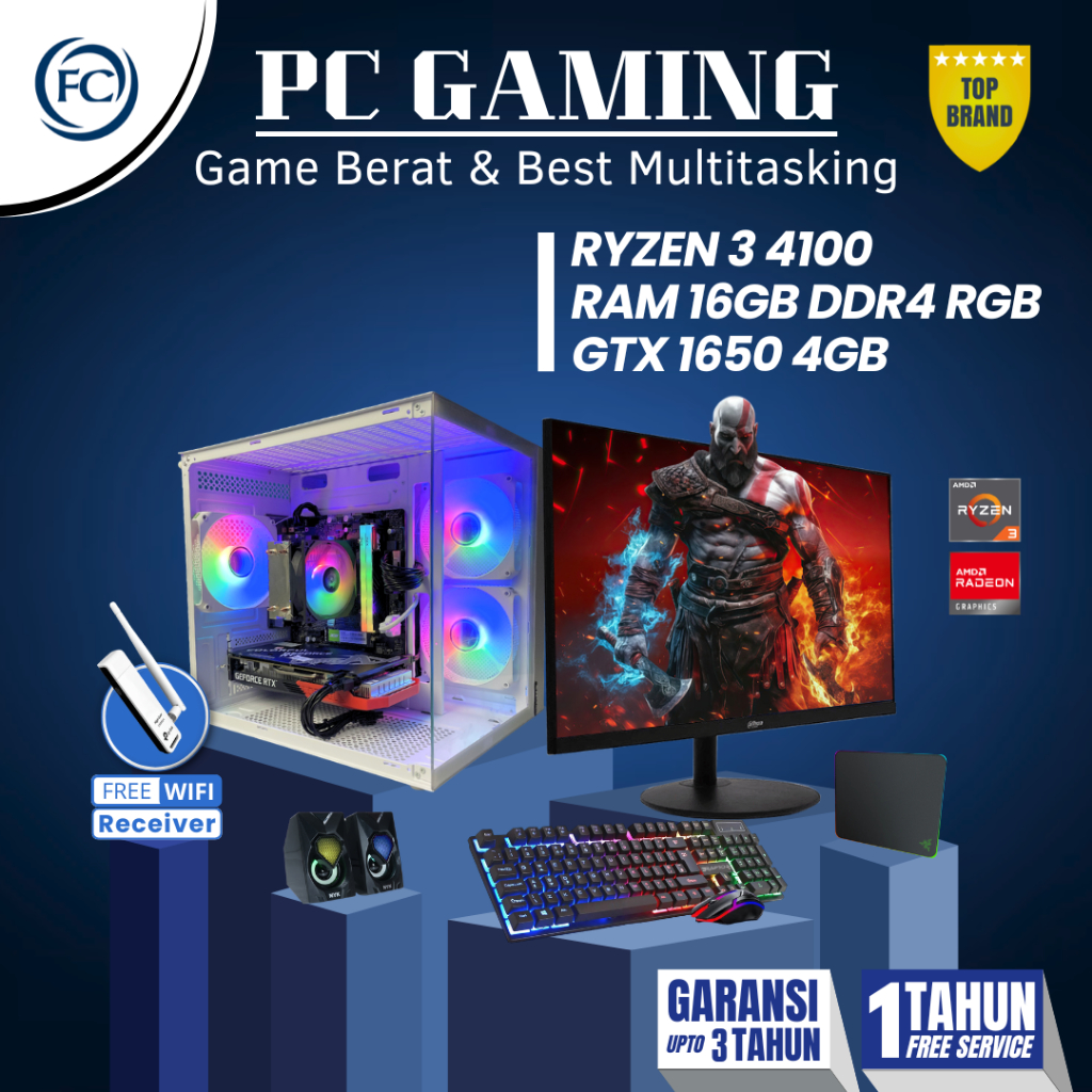 PC GAMING & DESIGN RYZEN 3 4100 16GB GTX 1650 4GB NVIDIA LIVESTREAMING