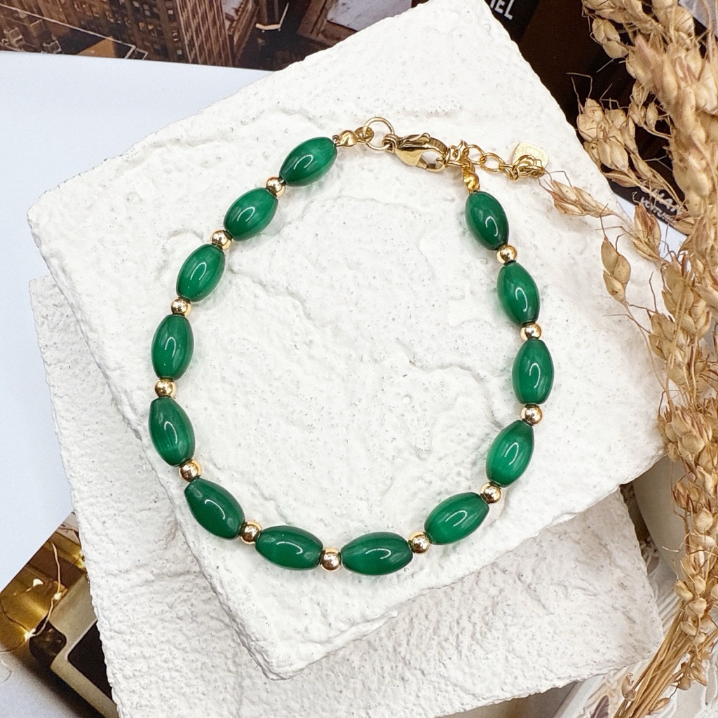 Oval Cat Eye Bracelet - Gelang Cat Eye - Emerald