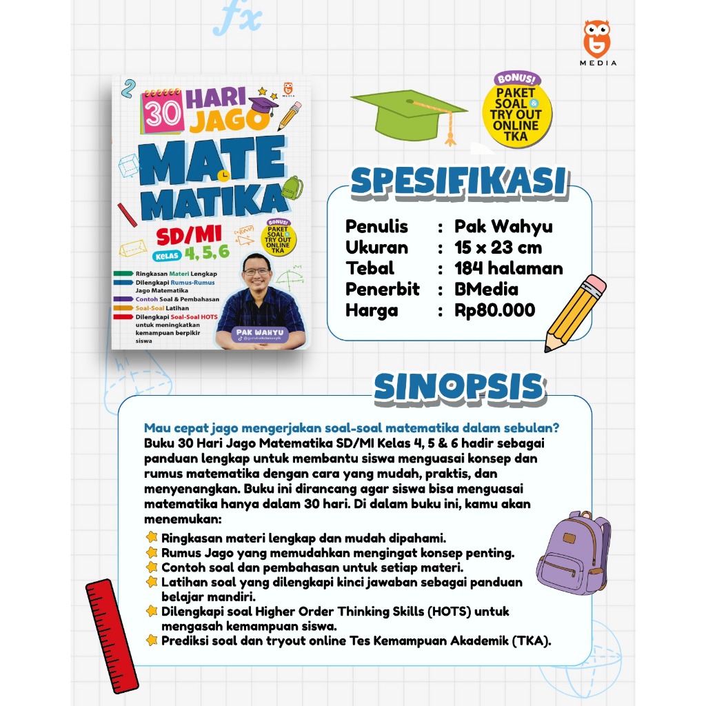 30 Hari Jago Matematika SD/MI Kelas 4,5,6 - Pak Wahyu - BMedia