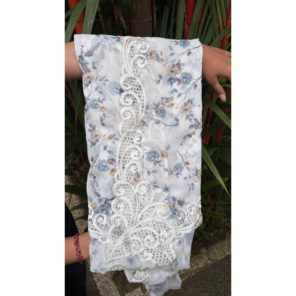kain kebaya sifon lukis bordir