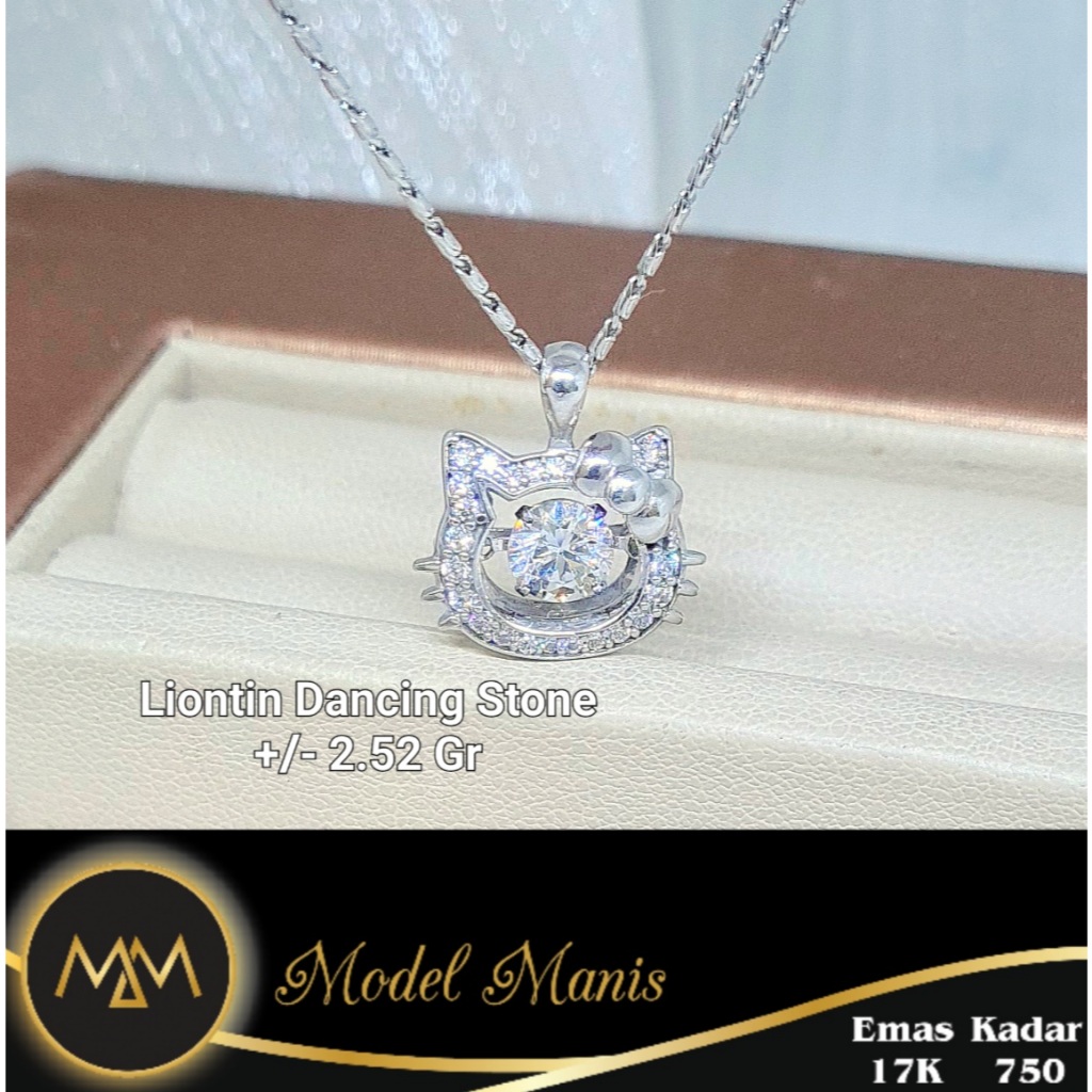 Liontin Hello Kitty Dancing Stone Putih 750 kadar 17k