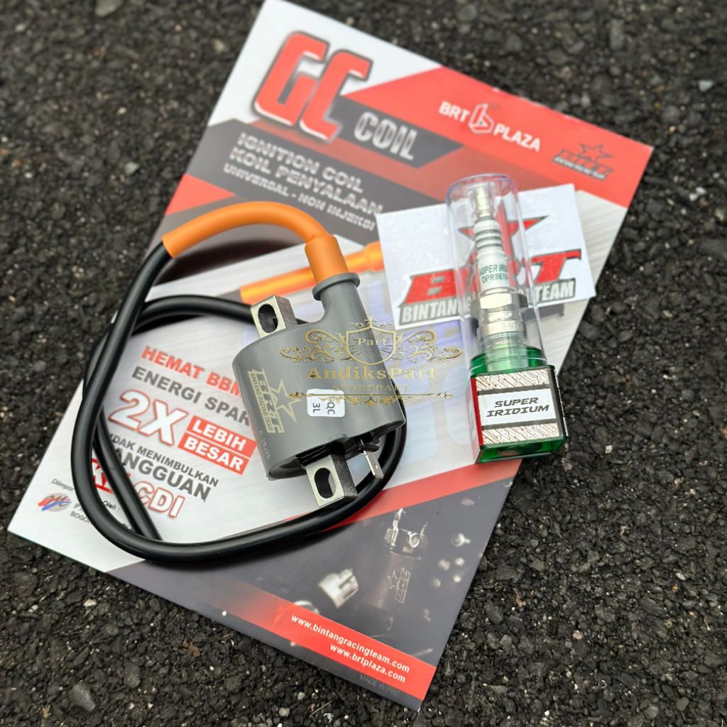 Koil non injek karbu original BRT set busi super iridum DPRBEIX-9B tiger/megapro primus/scorpio/thun