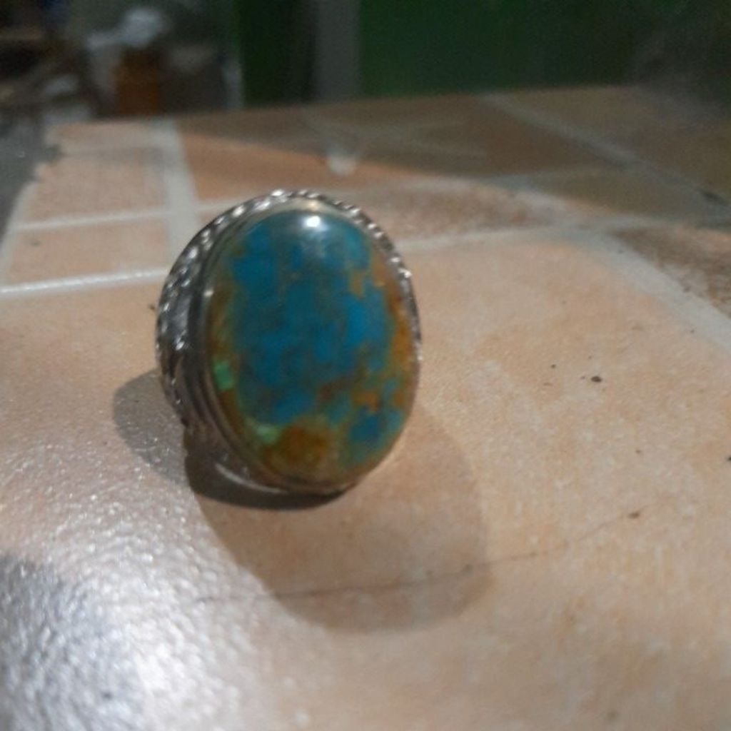 natural Batu pirus persia biru serat emas