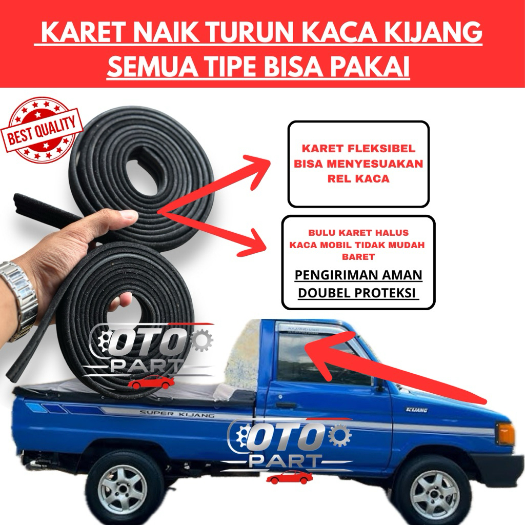 KARET NAIK TURUN KACA PINTU MOBIL KIJANG / KARET CHANNEL KACA PINTU KIJANG