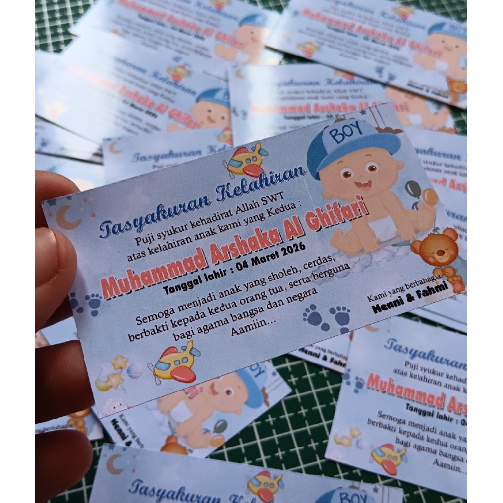 Kartu nama bayi lucu/ gemes / aqiqah / tasyakuran