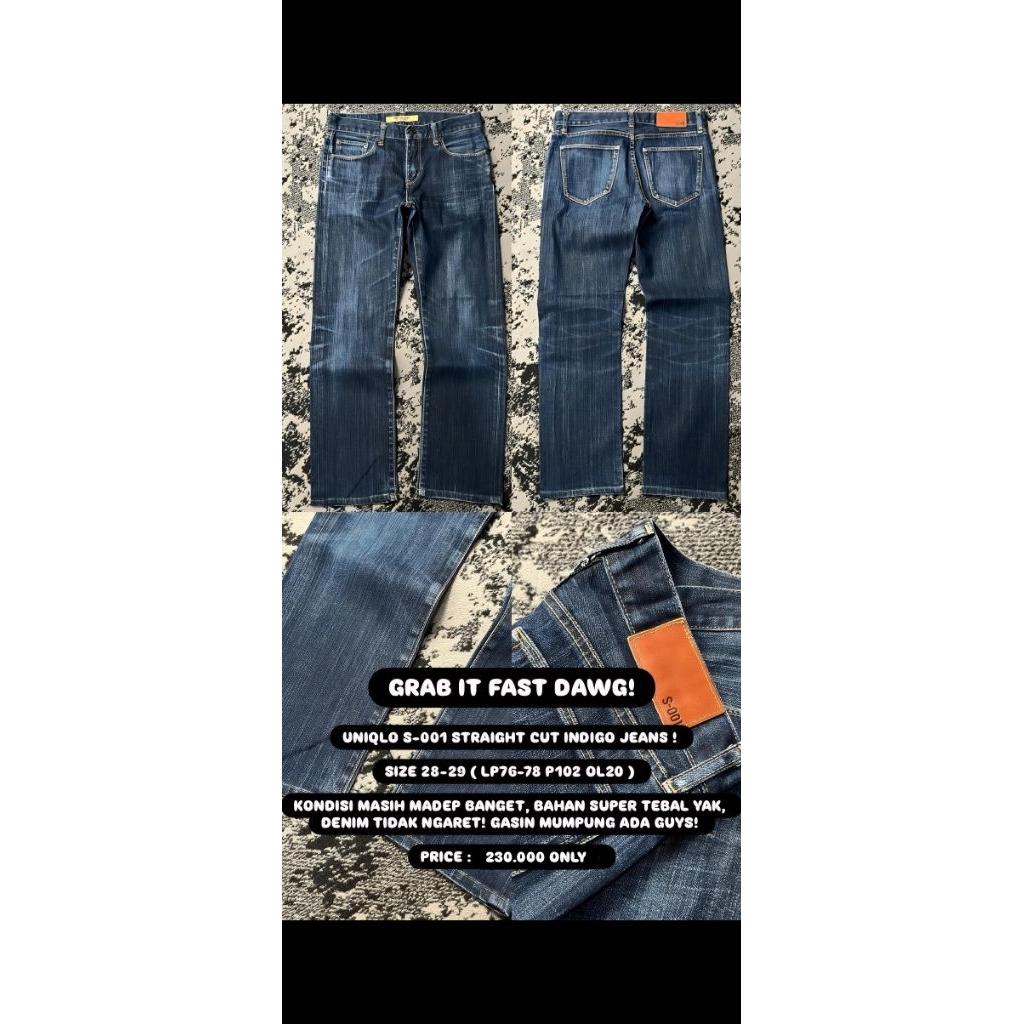 Uniqlo s-001 straight cut indigo jeans