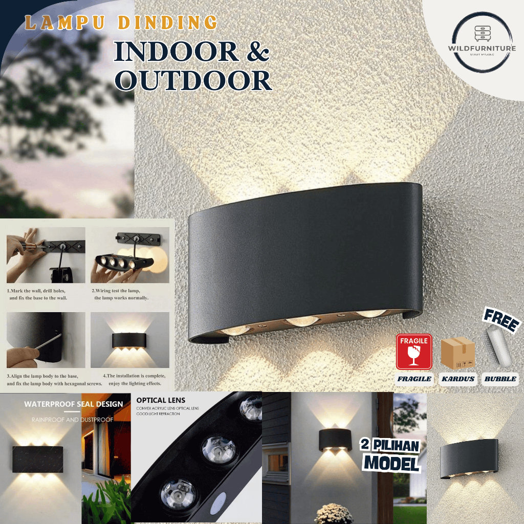 [WILDFURNITURE] LAMPU DINDING TAMAN INDOOR/OUTDOOR / LAMPU DEKORASI TAMAN / LAMPU HIAS TERAS / LAMPU