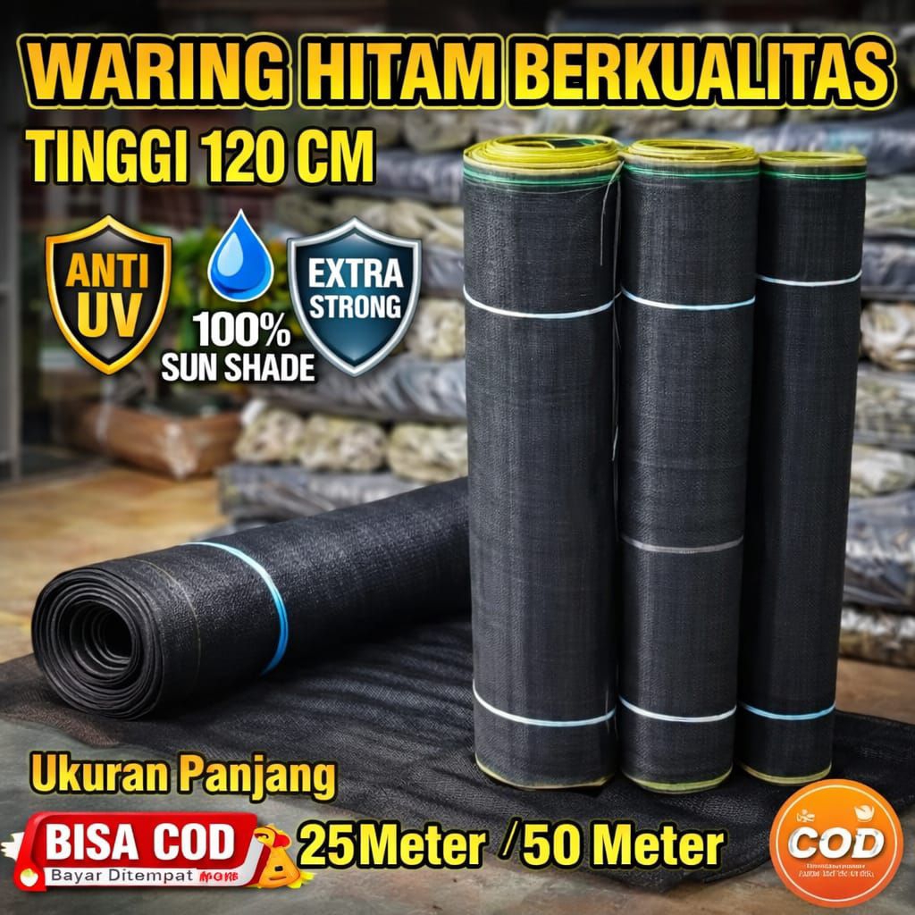 waring hitam, jaring pagar ayam/ternak, pagar tanaman dll.lebar 120cm
