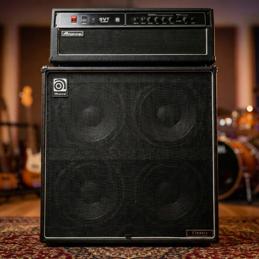 Ampli Bass 4x12 Inch bluetooth bisa untuk karaoke 3 Input Ampeg Head Cabinet Bonus Kabel Jack & Sena