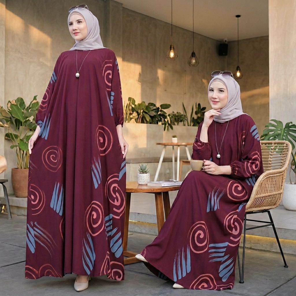 Dress Wanita Motif - Sekdress Wanita Bahan Rayon Premium - Dress Susun Bawah Jumbo Busui Friendly