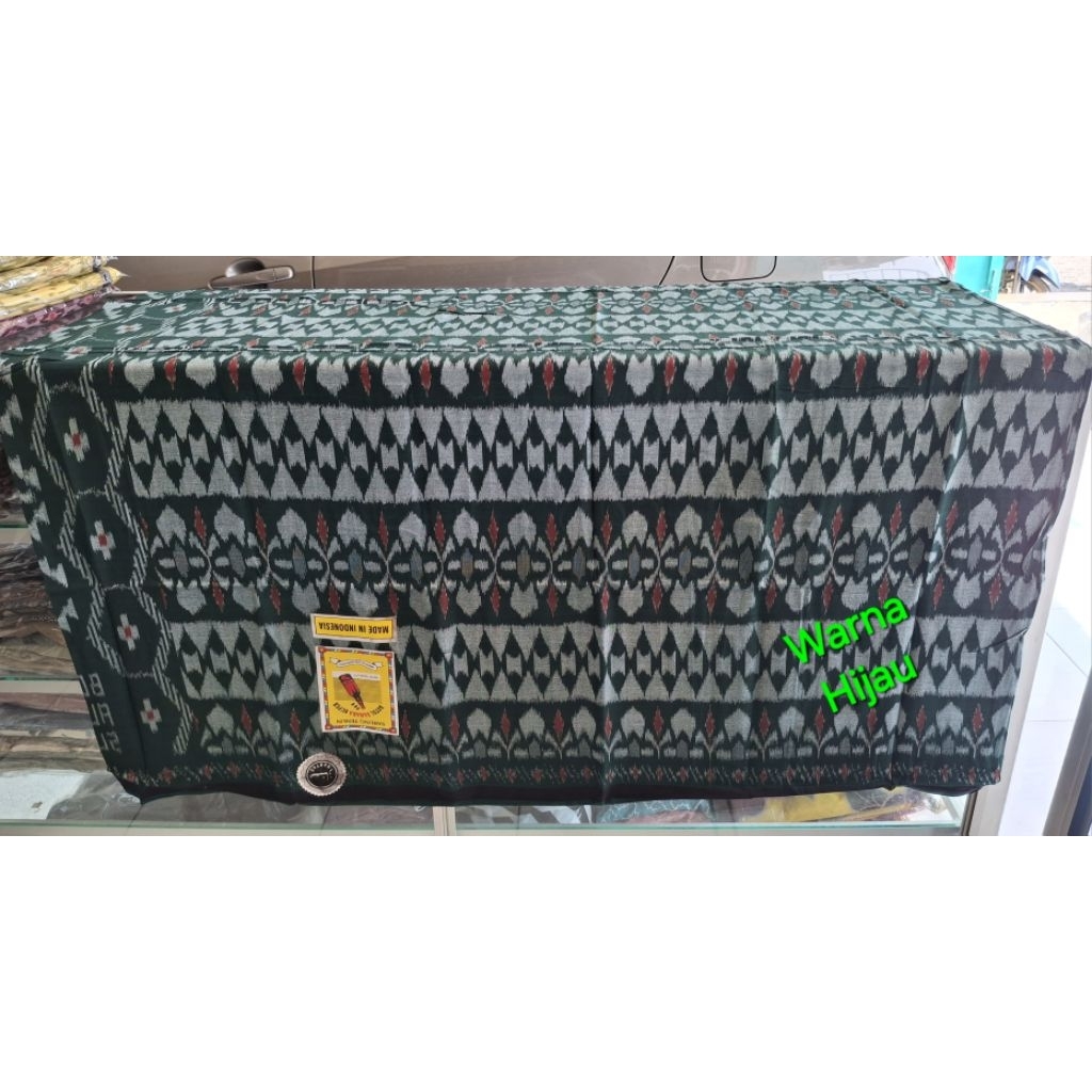 Sarung Tenun Botol Suheb Super Cap Sahara Warna Hijau Size Jumbo Tenun ATBM Kerajinan Tenun Wanareja