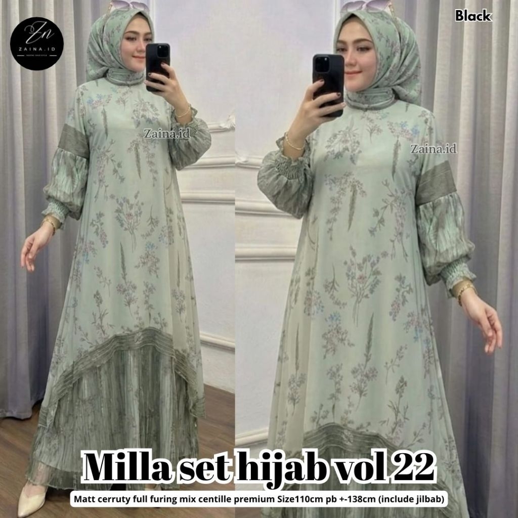 100% ORI Milla set hijab dress - Rebeca dress set jilbab - Salsa dress set jilbab by zaina | gamis s