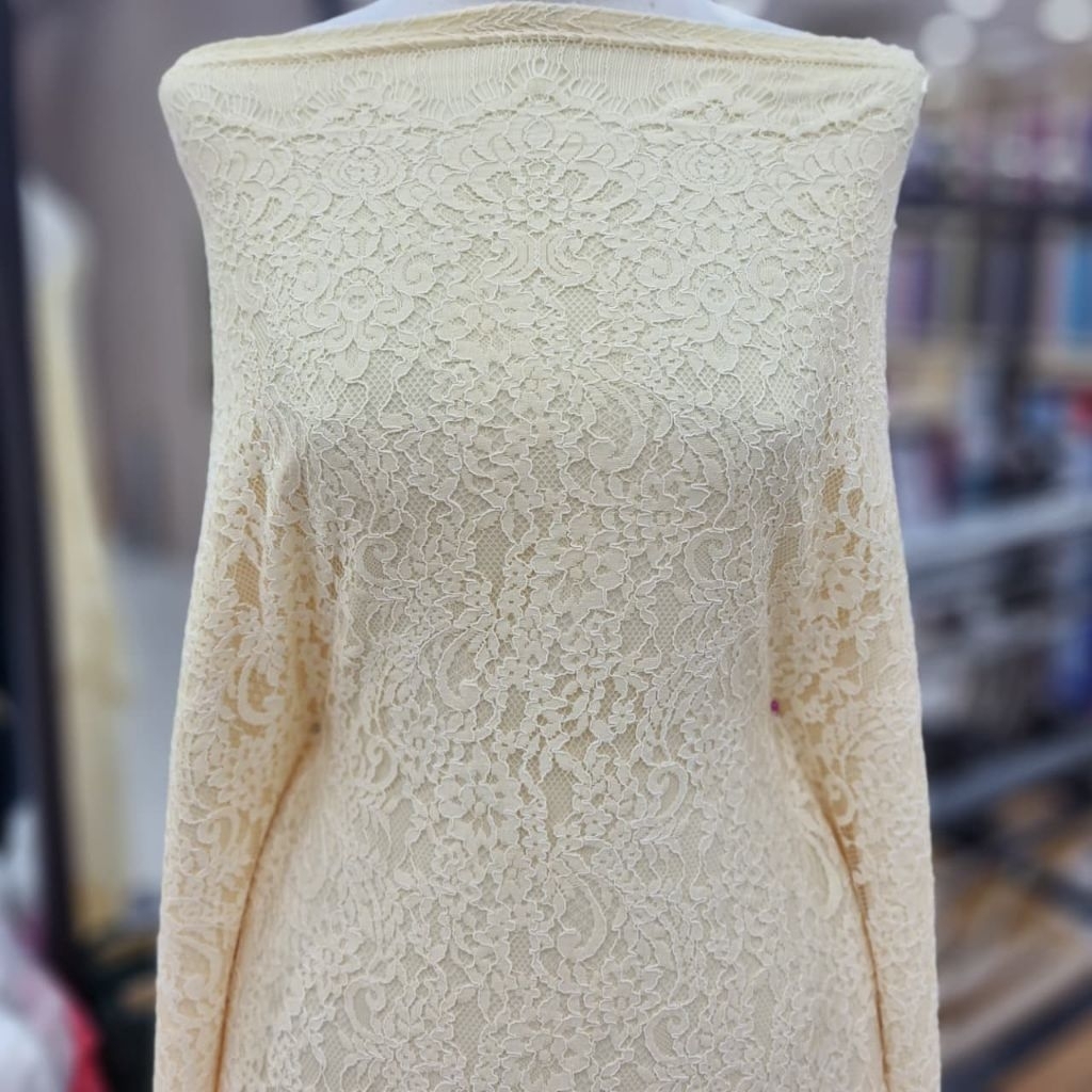 Bakal Kain Bahan Kebaya Brokat Semi Prancis Butter Yellow