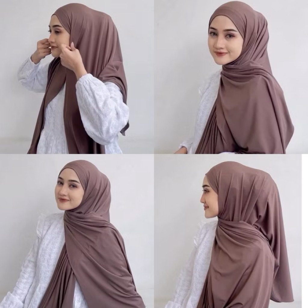 BILA JAYA - (5 PCS) PASHMINA INSTAN OVAL JERSEY JILBAB PASMINA KEKINIAN HIJAB TERBARU GROSIR
