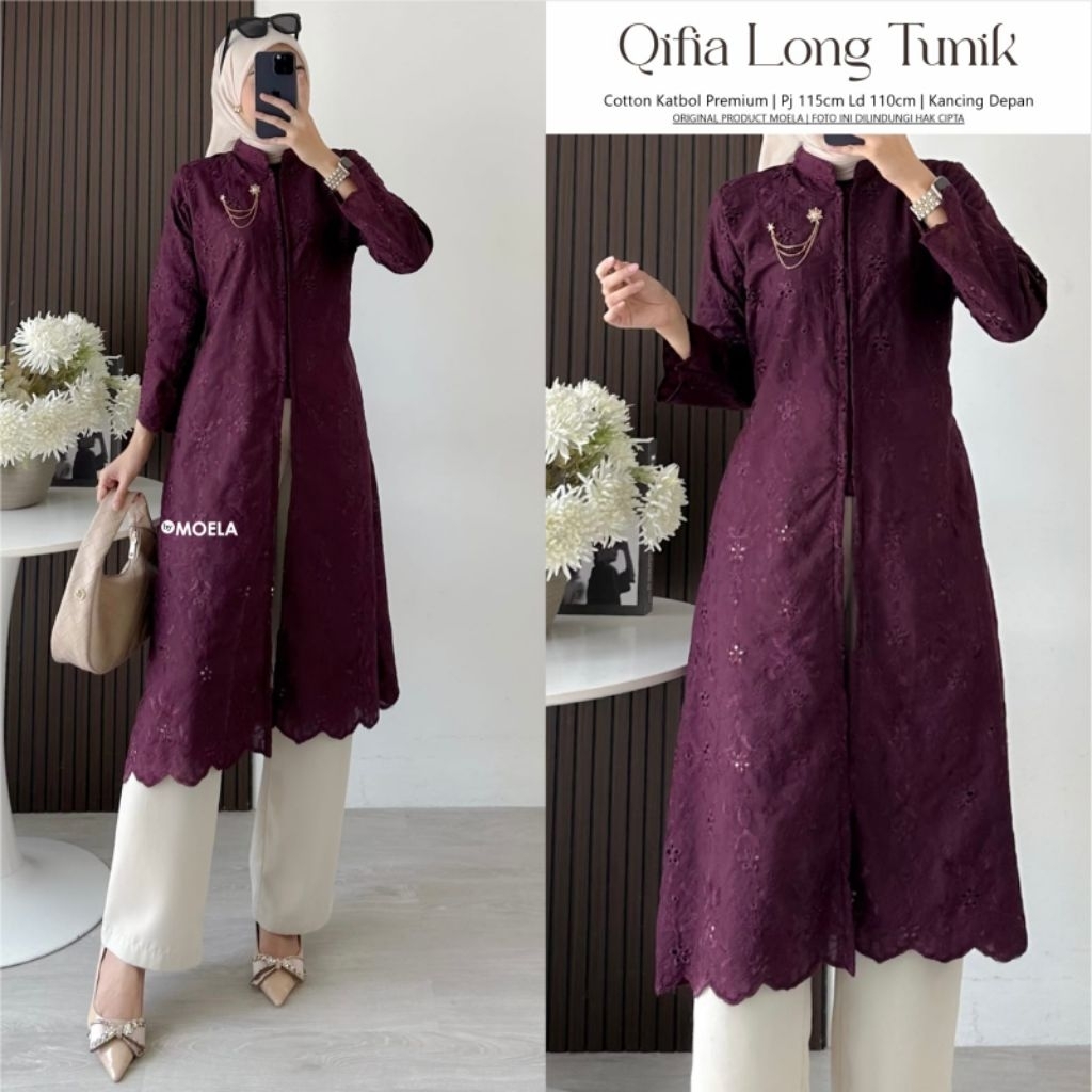 QIFIA LONG TUNIK KATUN KATBOL PREMIUM RAYA SERIES BY MOELA