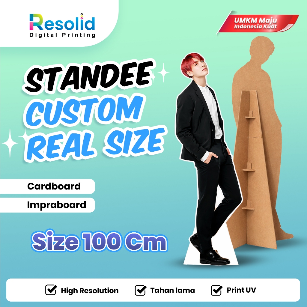 Standee Custom 100cm Bahan Cardboard/Impraboard | Human Standee Real Size Custom Gambar Premium