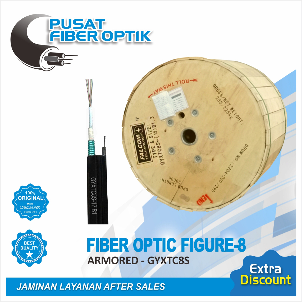 Kabel FO 12 Core 1 Tube Mini ADSS 2000M 4 Core, 6 Core, 12 Core