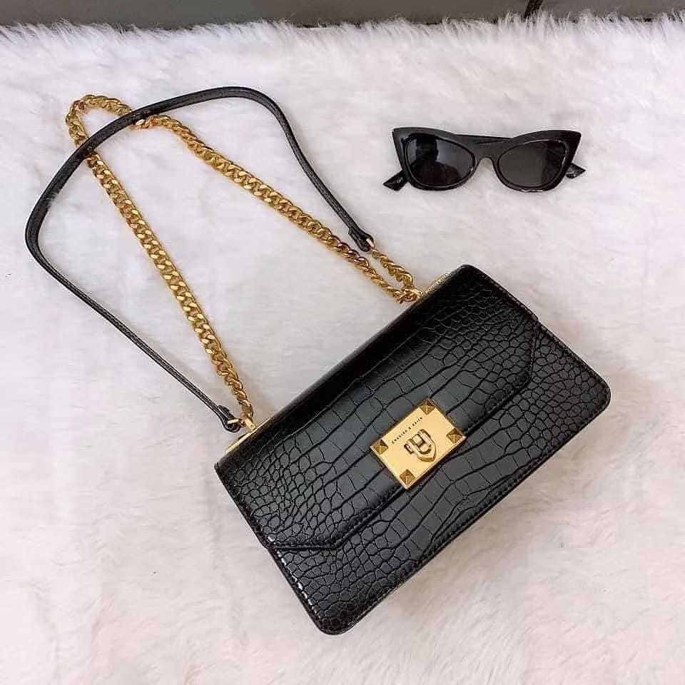 (PRELOVED) SLING BAG/SHOULDER BAG CHARLES & KEITH (CK) ORIGINAL PUSHLOCK CROCO - TALI RANTE