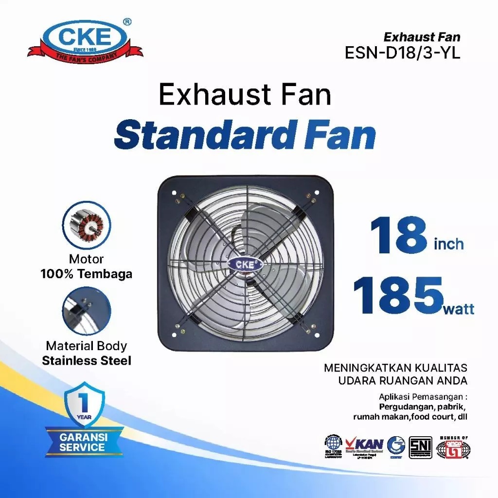 CKE Exhaust Fan 18 Inch Standard DBN KIpas Dinding 380V Rumah Toilet Eksos
