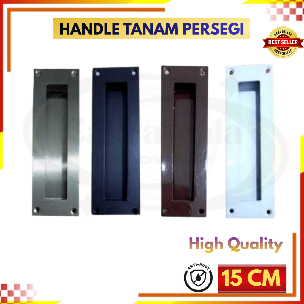 Handle Tanam Kotak Persegi Pintu Geser Sliding Tarikan Gagang Pegangan Kom Com Black White Brown Hit