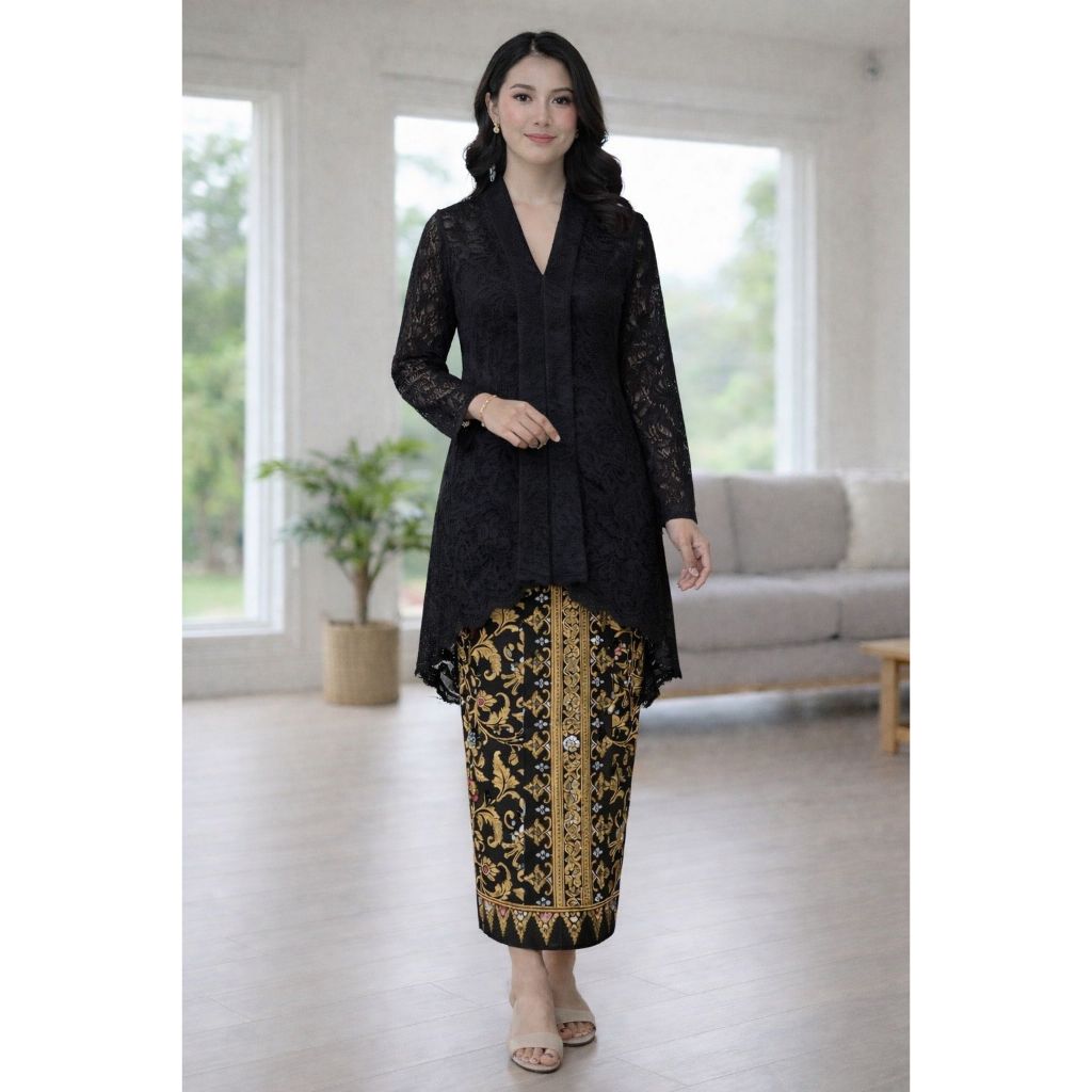 Kebaya Kutubaru Modern Polos Putih Hitam Merah Maron Brokat Sofia Strait Atasan Tradisional Wanita B