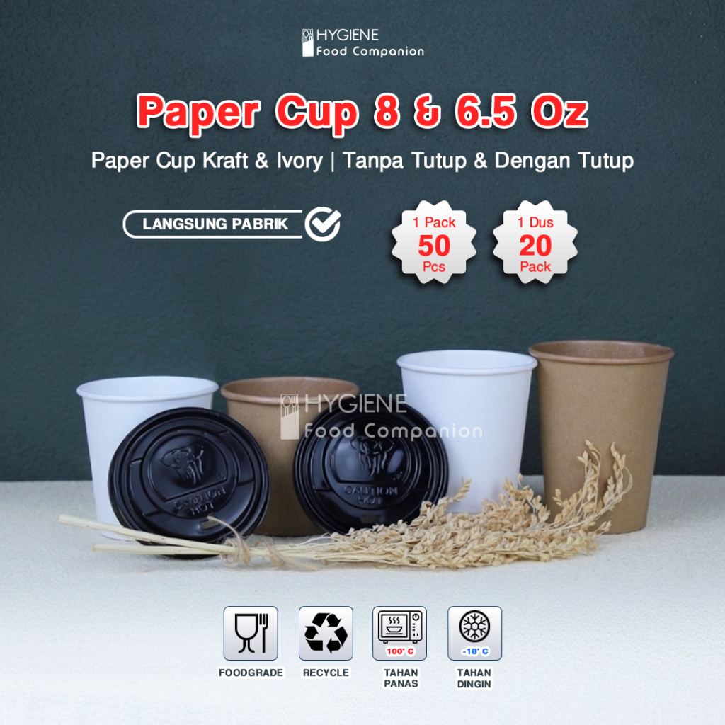 Paper Cup Tahan Panas / Gelas Kertas Minuman/ Paper Cup Polos Grosir