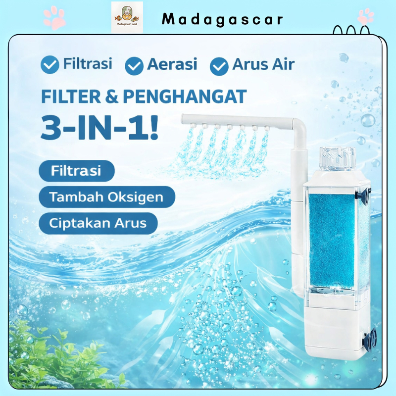 [MADA]Filter Akuarium Mini 3-in-1, Sistem Pemurnian dan Sirkulasi Air Senyap, Pompa Tabung Tetes Kec