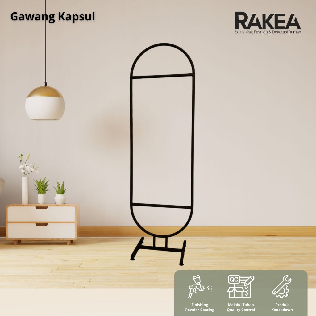 Gawang Oval Kapsul - Rak Baju Minimalis Besi Pipa Hollow Anti Karat Hitam Putih Gold - Rakea