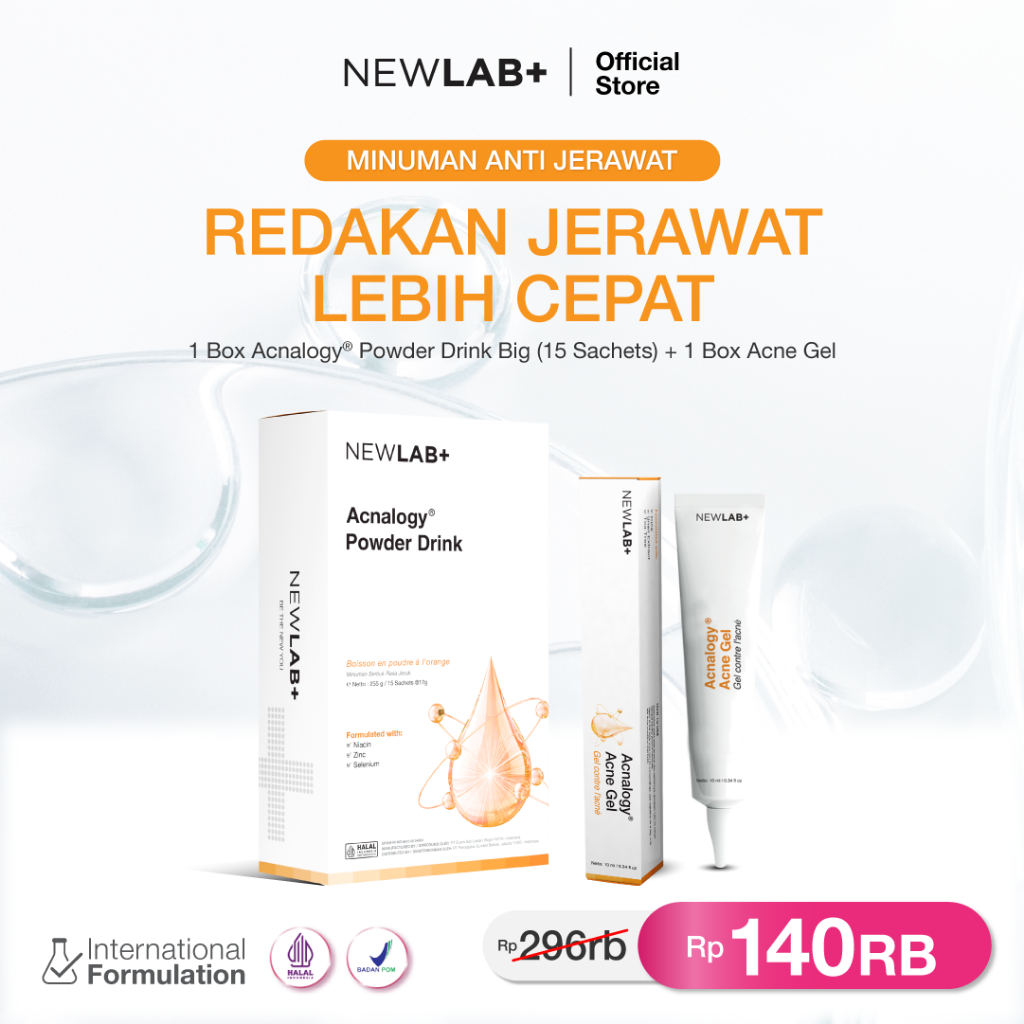 [BUY 1 GET 2] NEWLAB Paket 1 Box Mini Acnalogy Powder Drink Free 1 Acnalogy Gel | Minuman untuk Peng