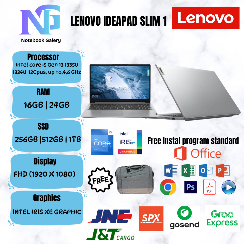 LAPTOP BARU LENOVO IDEAPAD 1/3 Intel Core i5-1335U / Intel Core 5 120U | RAM 24GB | SSD 1TB