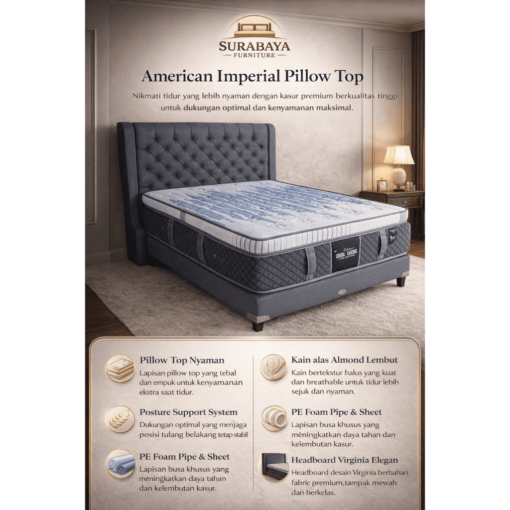 American Imperial Pillow Top– Premium Springbed dengan Extra Pillow Top Comfort & Garansi Resmi