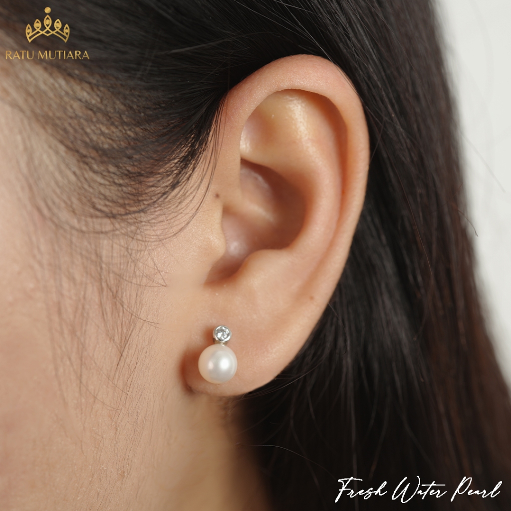 Anting Giwang Mutiara Air Tawar Asli Permata Satu Silver S925