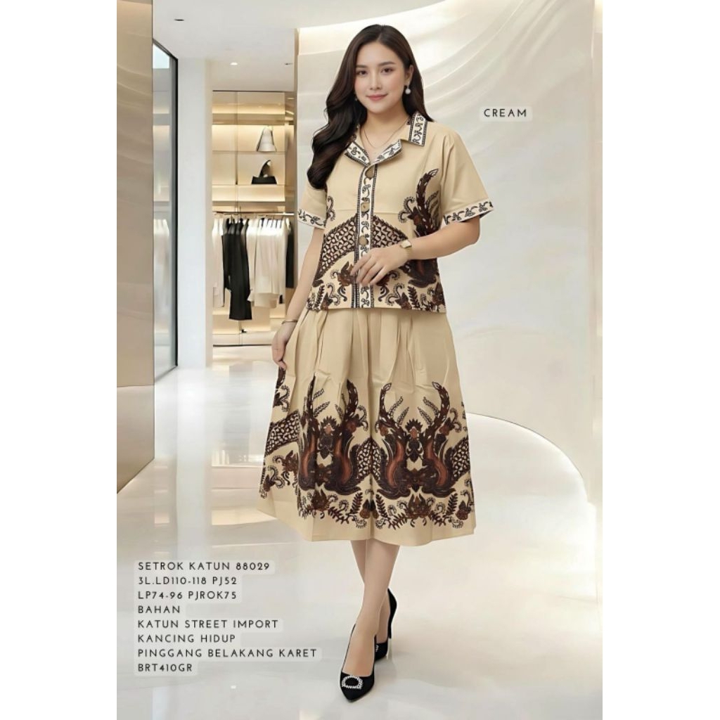 88029 setelan rok batik wanita