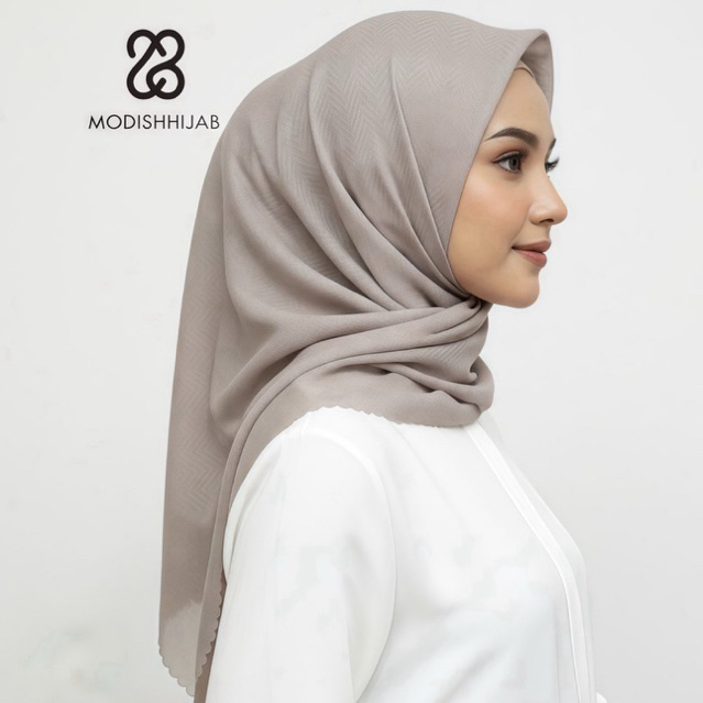 Hijab segi empat voal premium texture zigzag laser cut 115x115