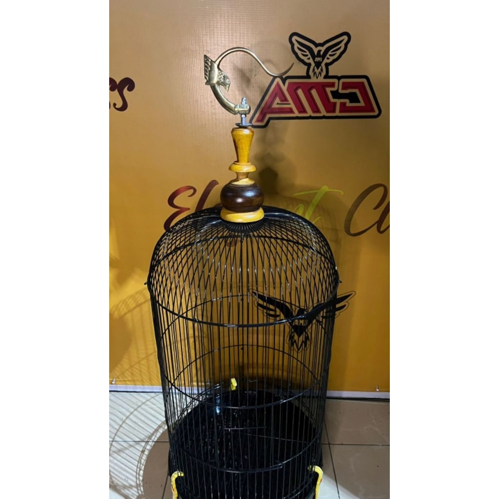 Sangkar Lovebird Ram besi Tebal, Tebok PVC, Pion Kayu