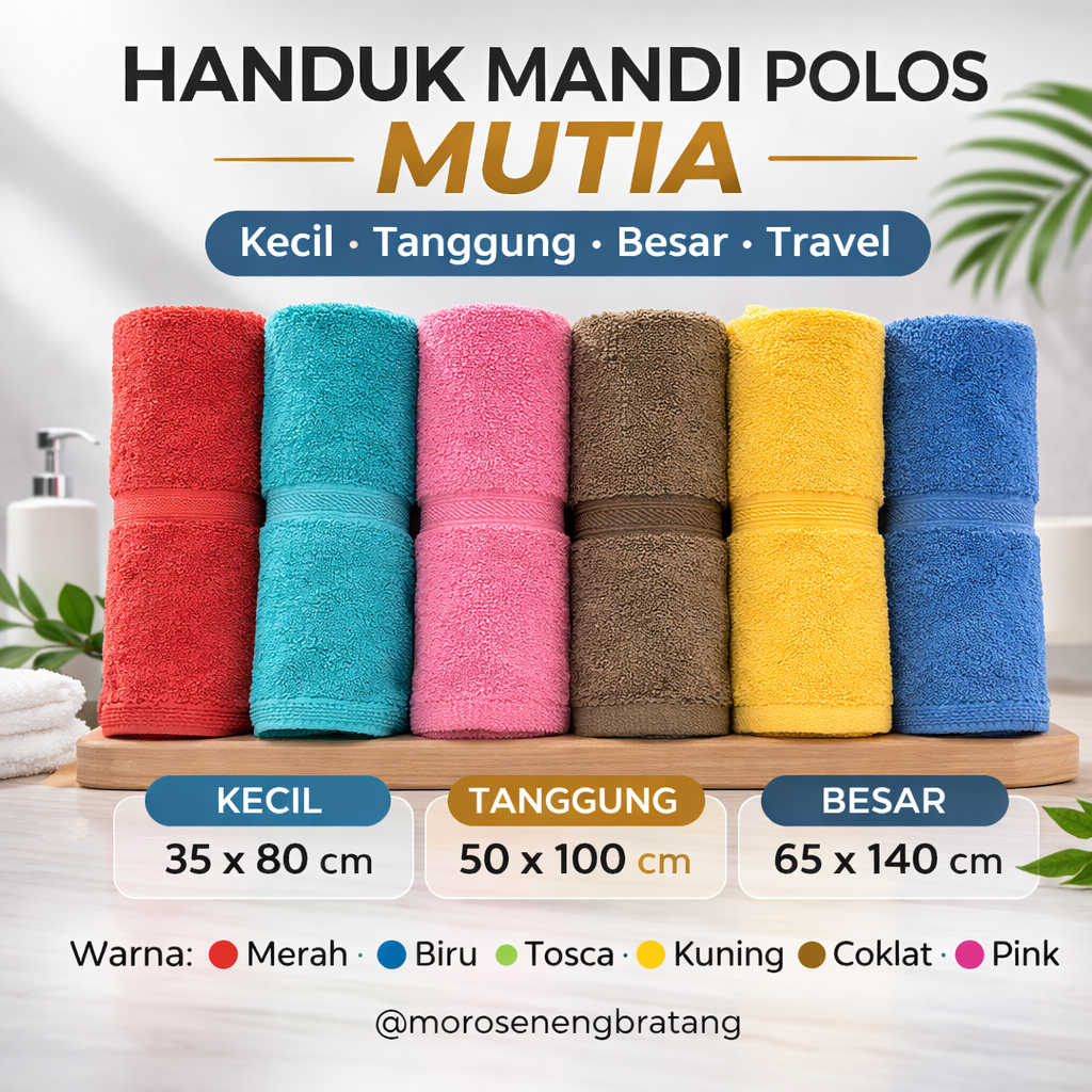 HANDUK mandi polos MUTIA Kecil / Tanggung / Besar - Travel