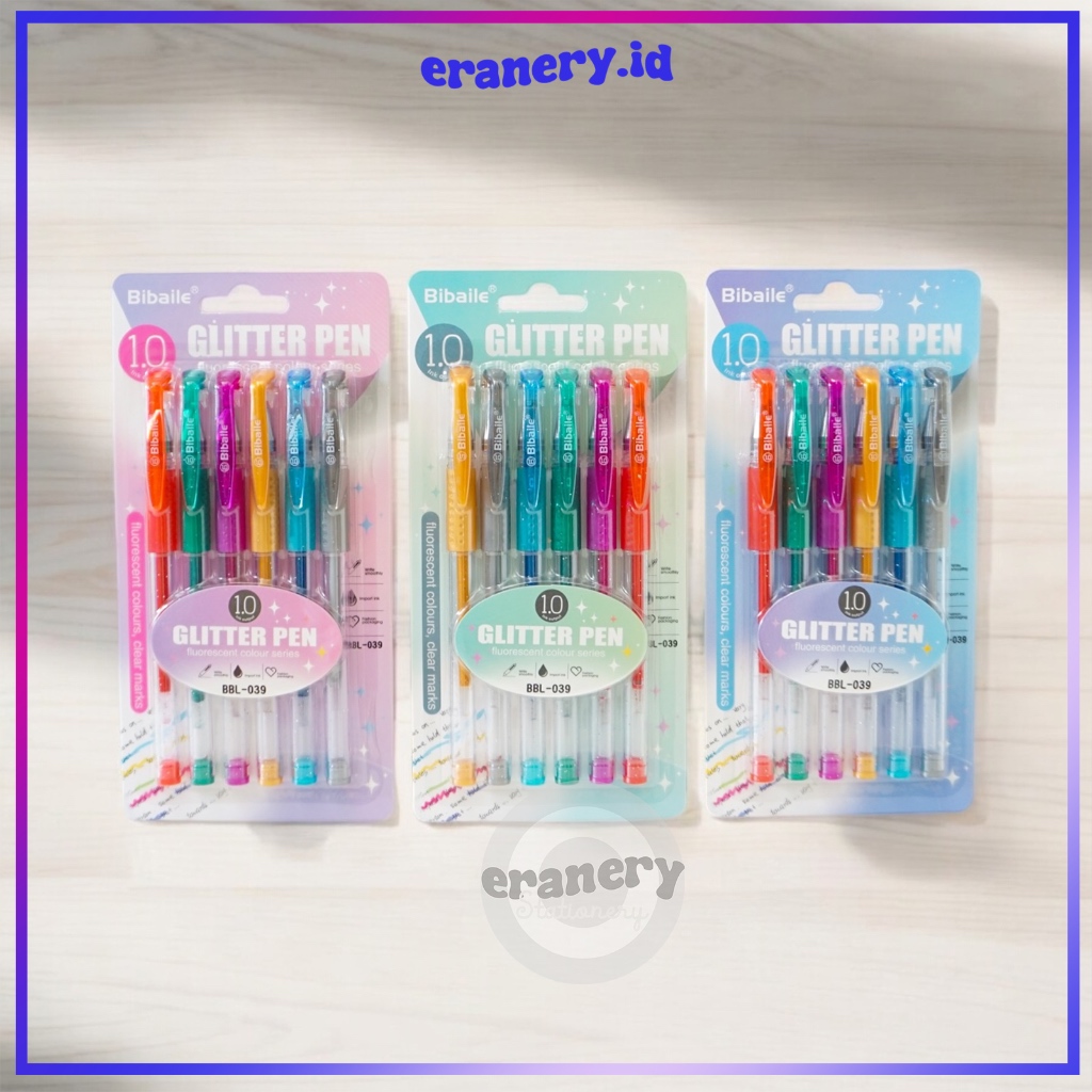 SET BOLPEN GEL NEON GLITER / BOLPOIN GEL / BOLPEN WARNA LENGKAP