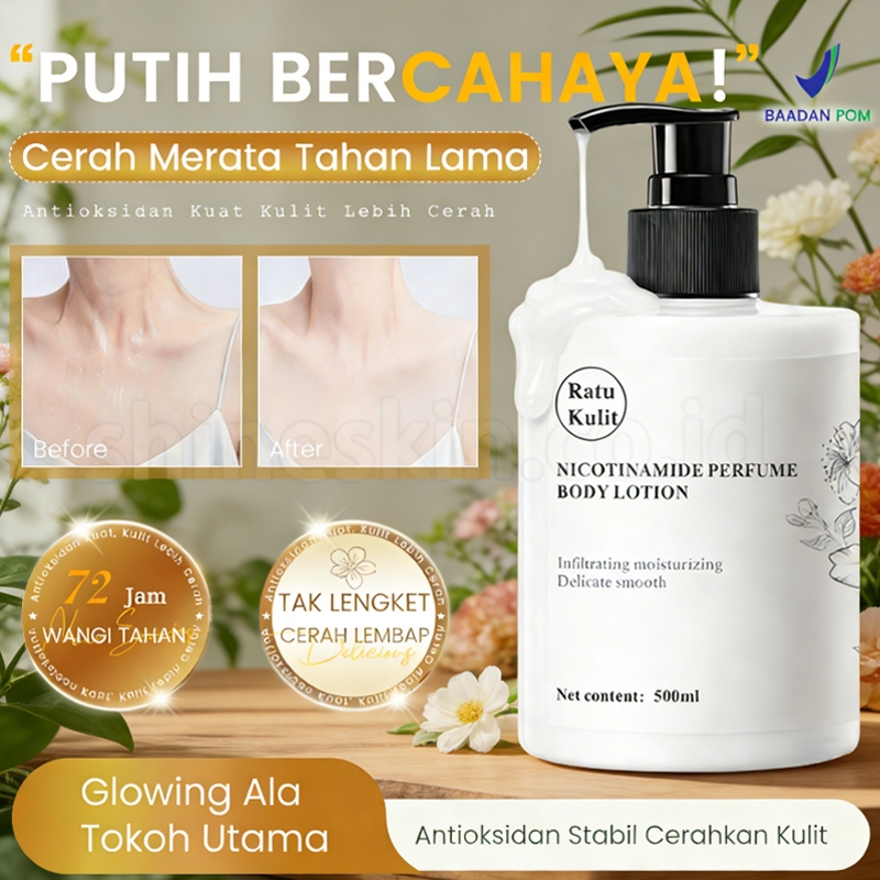 Ratu Kulit Lotion Susu Pemutih Badan  Pemutih Badan Permanen Bleaching Lotion Tubuh 500ml BPOM
