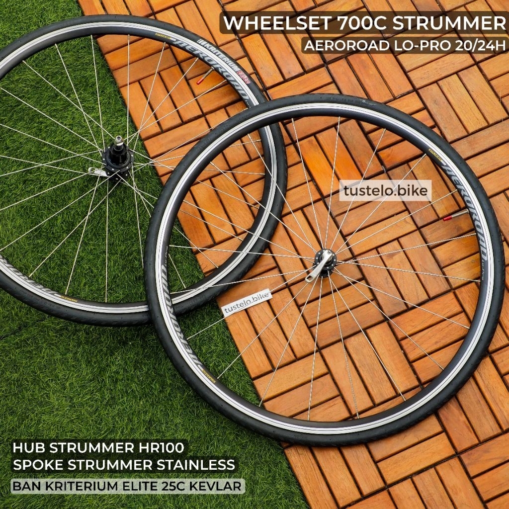 Wheelset 700c Strummer Aeroroad Lo-Pro 20/24H Ban Kevlar