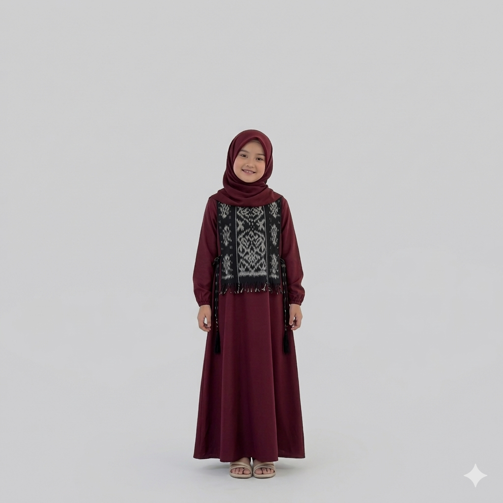 Najwa Gamis Anak Perempuan 2-11 Tahun bahan twill mix kain tenun baju lebaran anak anak
