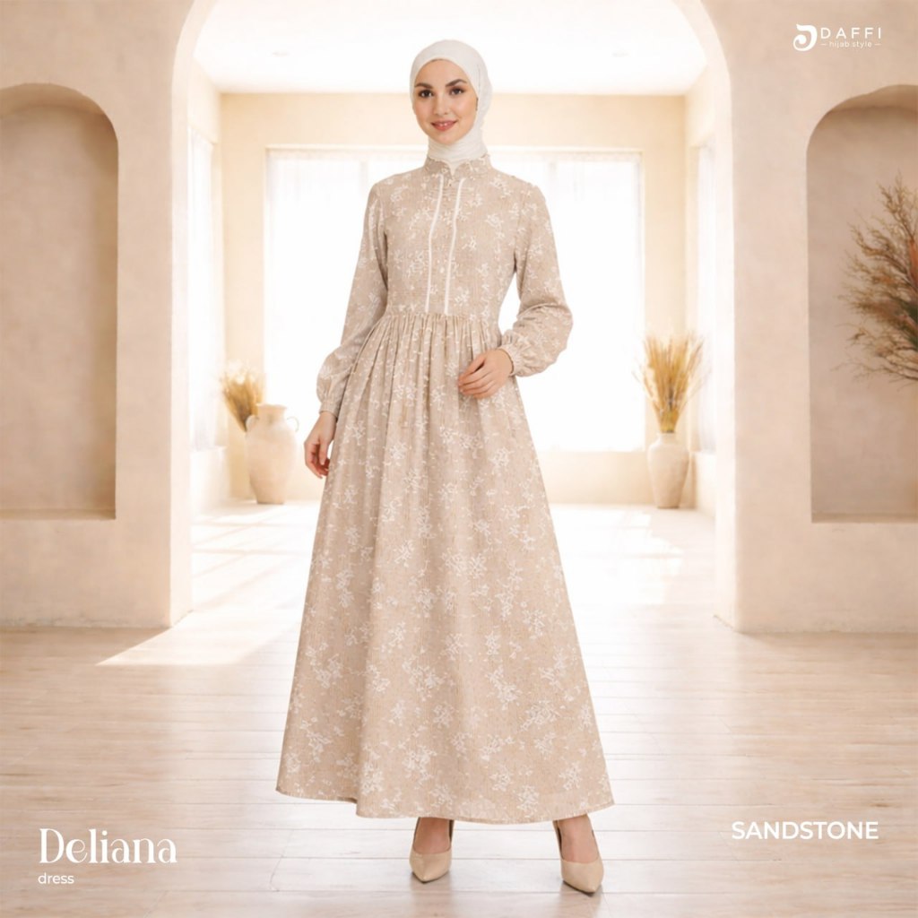 Daffi Hijab Gamis Deliana Dress - Gamis Dewasa Motif Premium