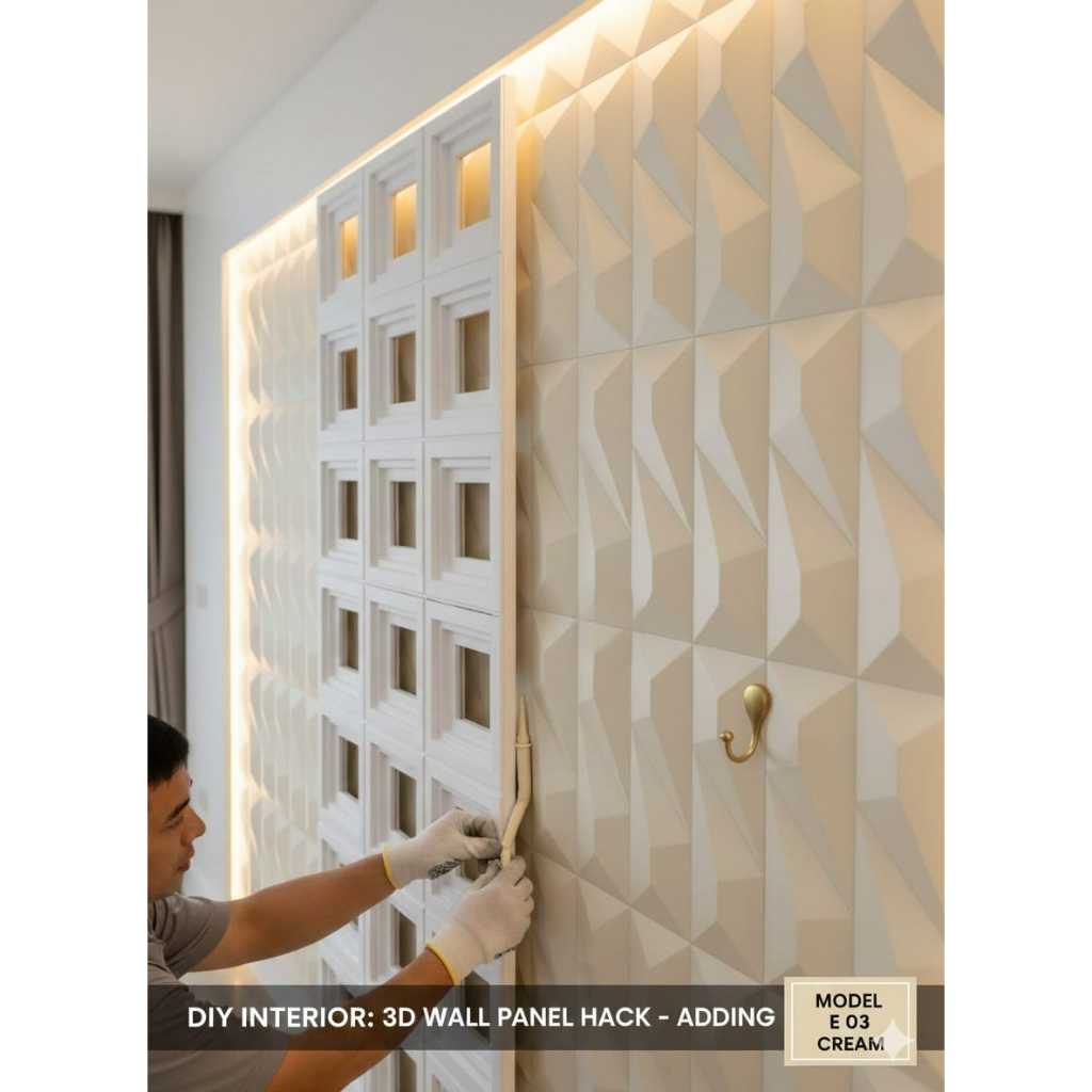 PU Panel Dinding 3D 60x120cm | Wall Panel Dekorasi Interior | Panel Dinding Premium
