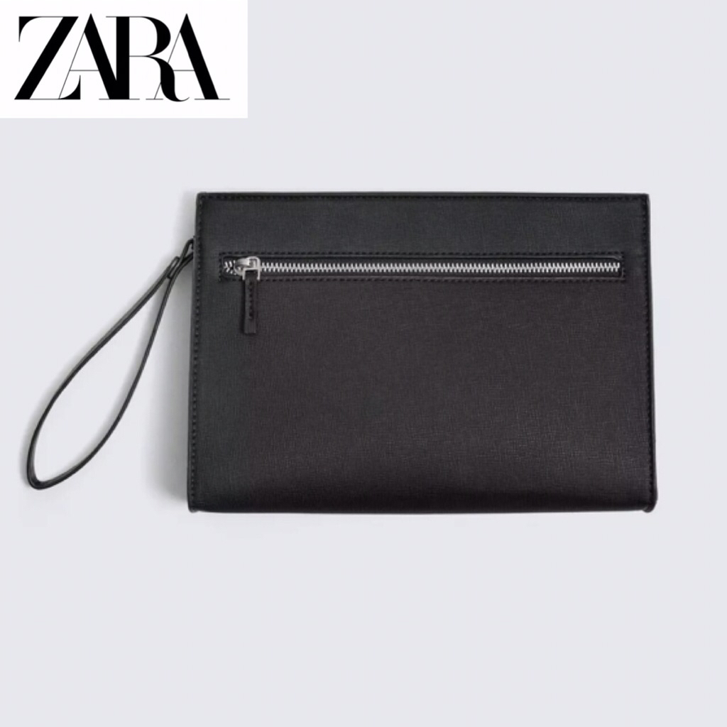 ZARA Men Textured Clutch Bag Tas Tangan Pouch Pria Black