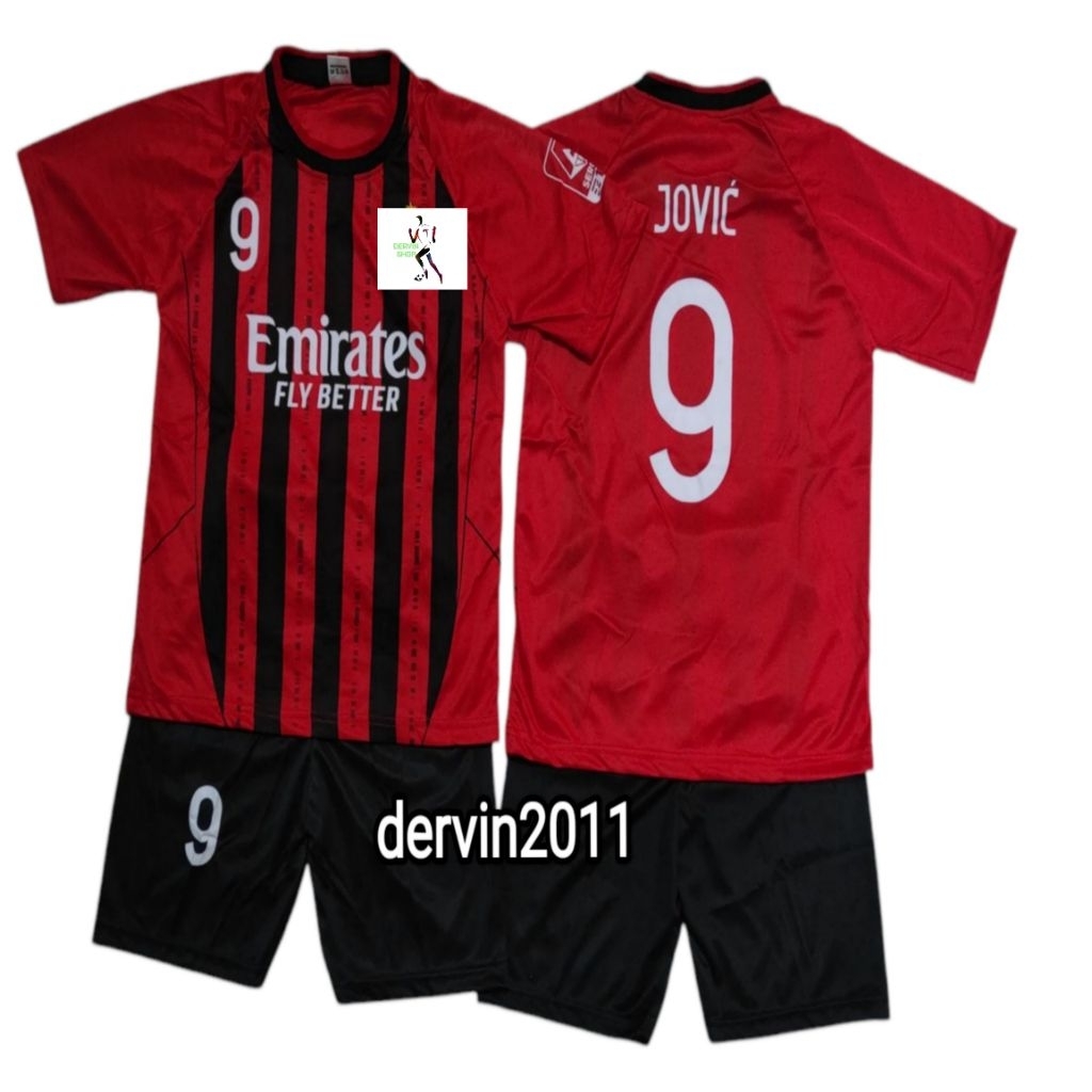 setelan kaos bola anak-anak acmiilan buat umur 8 bulan sampai 11 tahun keatas
