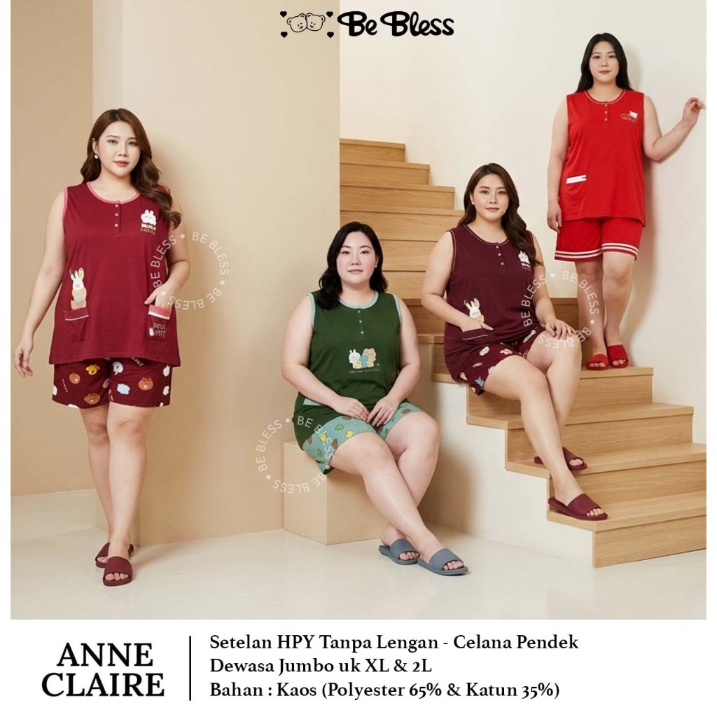 Baju Tidur Wanita Jumbo | Babydoll Wanita | ANNE CLAIRE | HPY Kutung - Celana Pendek Jumbo Big size 