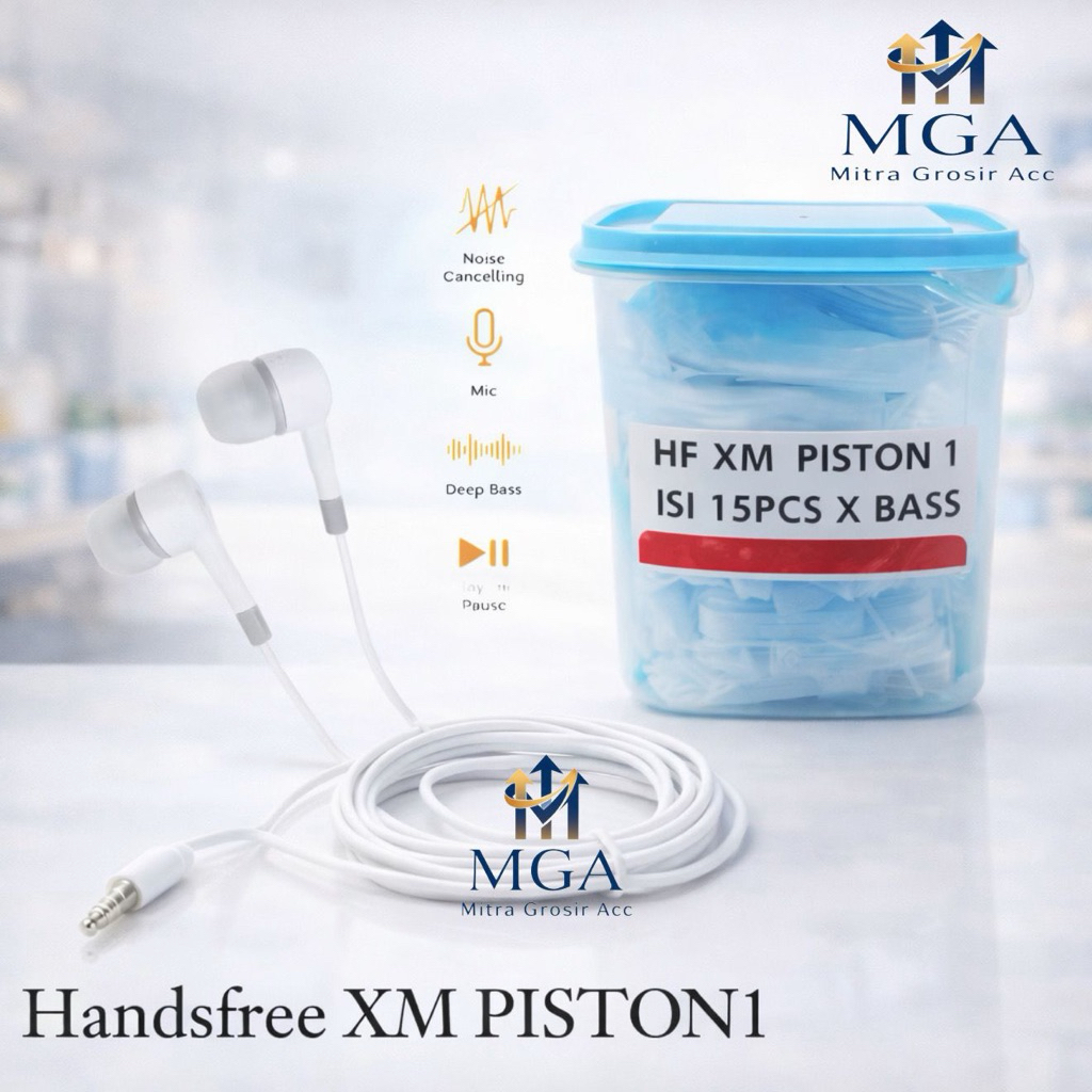 MGA - 1Toples isi 15pcs Handsfree Xiaome Piston 1 Stereo Music Extrabass Headset Pertoples