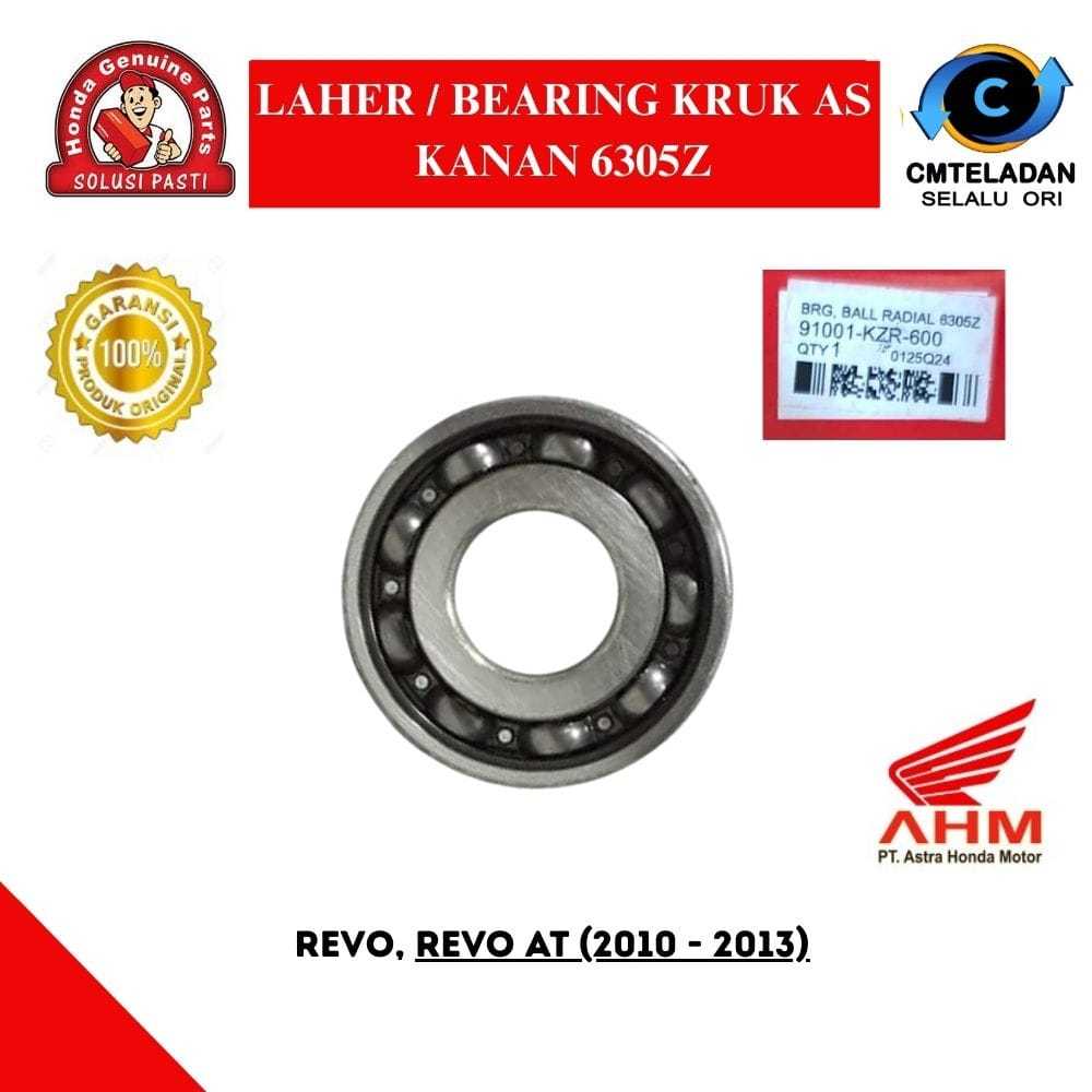 AHM 91001-KZR-600 Laher Bearing Kruk As Kanan 6305Z B25-266Z Honda Vario 125 Led Original Presisi
