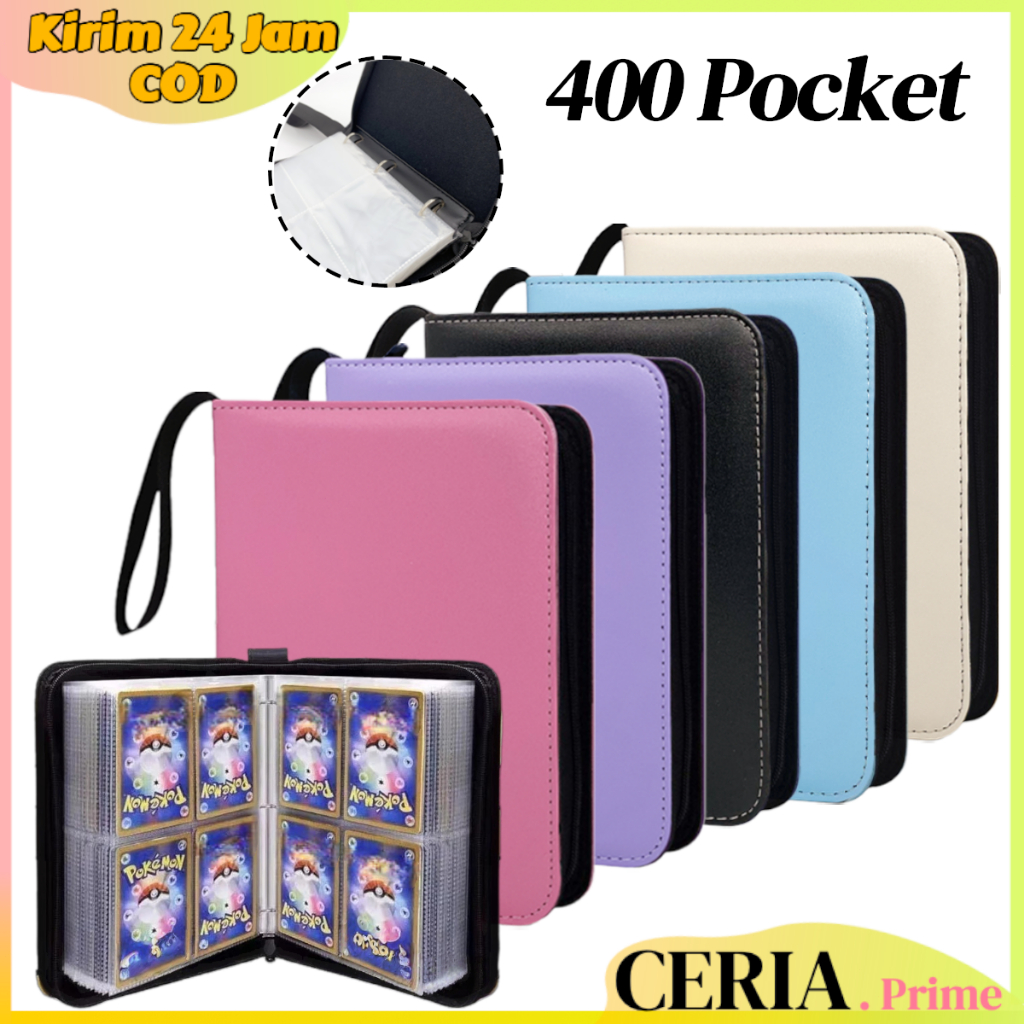 Leather Album Kartu 50 Lembar Card Holder Zipper Binder Card Album Boboiboy Koleksi Pokemon Anti Lip