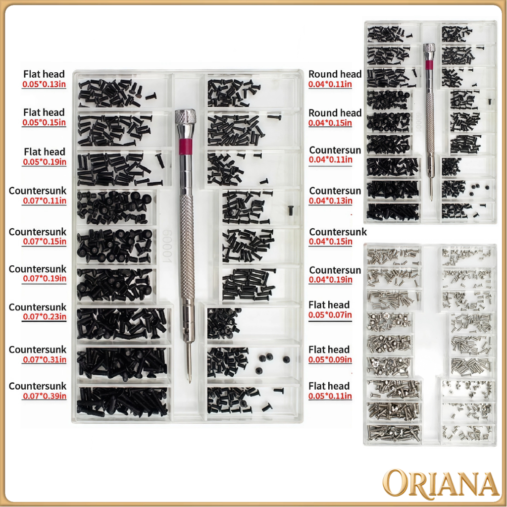 500Pcs 18 Jenis Set Baut Laptop Sekrup Mini Baja Paduan Hitam Universal untuk Semua Merek Laptop Asu